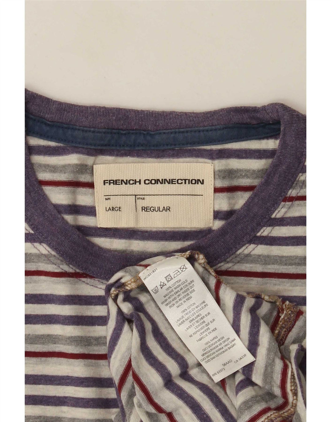 Ανδρικό T-Shirt French Connection Top μεγάλο πολύχρωμο pinstripe