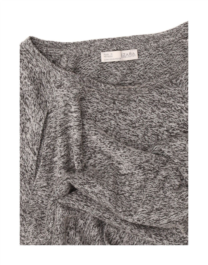 Zara Γυναικείο T-Shirt Crop Top UK 14 Medium Grey Flecked