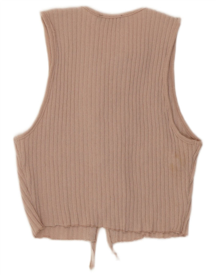 Zara Γυναικείο Αμάνικο πουκάμισο Μπλούζα UK 12 Medium Pink Polyester