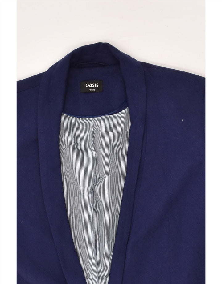 OASIS Womens 1 Button Blazer Jacket UK 10 Small Navy Blue Viscose | Vintage Oasis | Thrift | Second-Hand Oasis | Used Clothing | Messina Hembry 