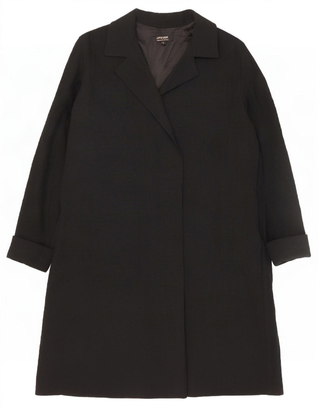 Jaeger Γυναικείο Ανοιχτό Παλτό UK 16 Large Black Wool