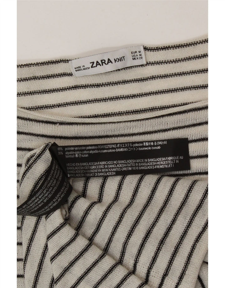 Zara γυναικείο υπερμεγέθη μακρυμάνικο UK 14 μεσαίο λευκό ριγέ πολυεστέρας