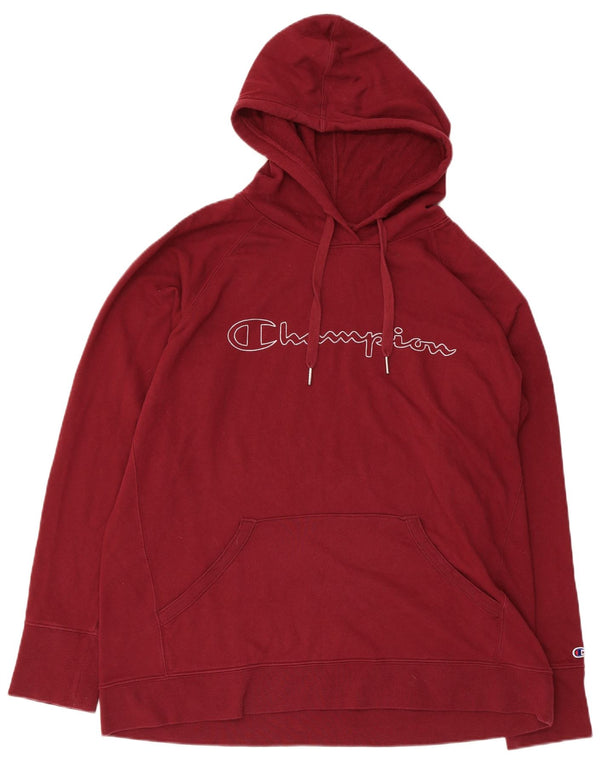 Champion Womens Graphic Hoodie Jumper UK 18 XL Βαμβακερό μπορντό