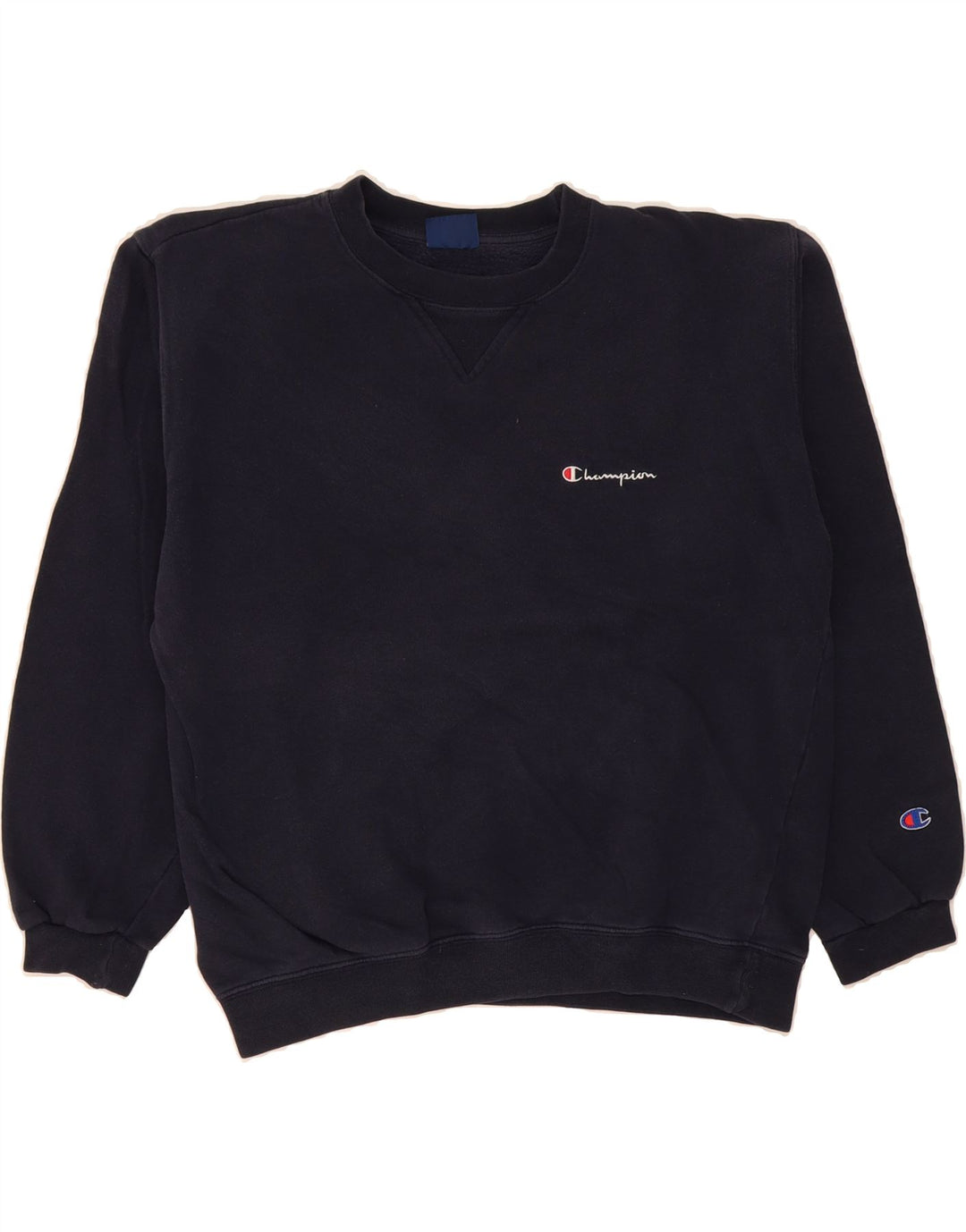CHAMPION Mens Graphic Sweatshirt Jumper Medium Navy Blue Cotton Vintage Champion and Second-Hand Champion from Messina Hembry 