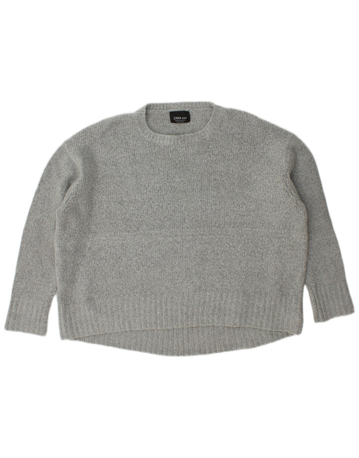 Zara γυναικείο πουλόβερ υπερμεγέθη Crew Neck Jumper UK 14 Medium Grey Acrylic