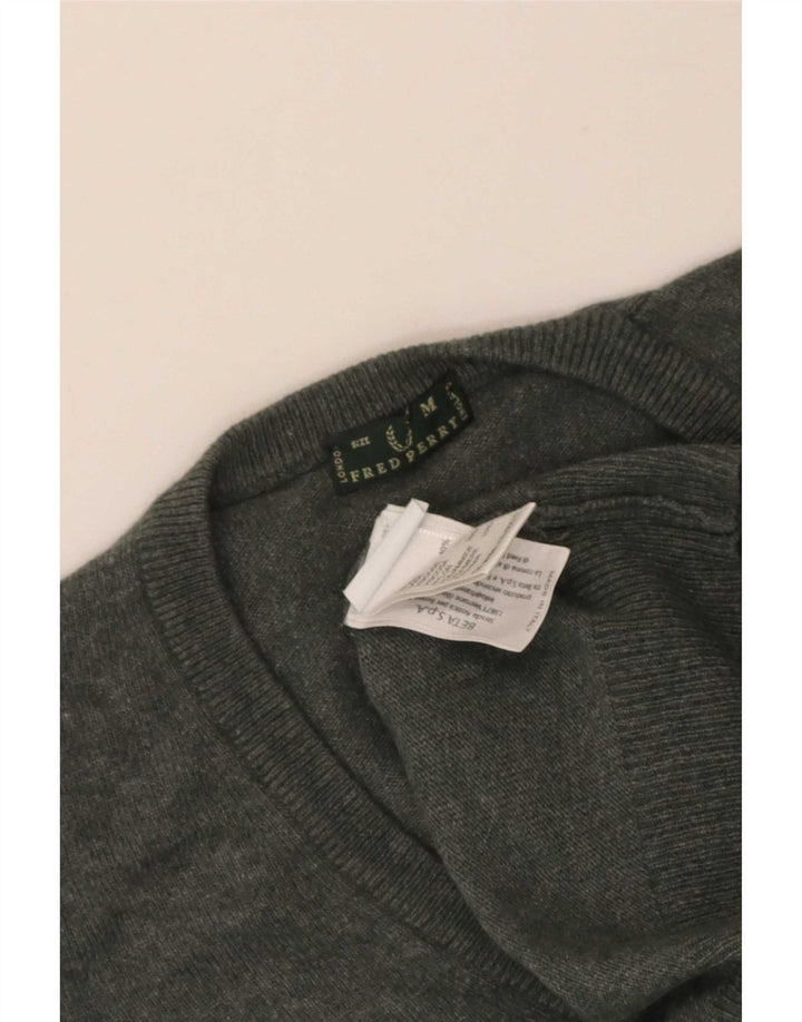 Fred Perry Γυναικείο πουλόβερ με V λαιμόκοψη UK 12 μεσαίο γκρι μαλλί