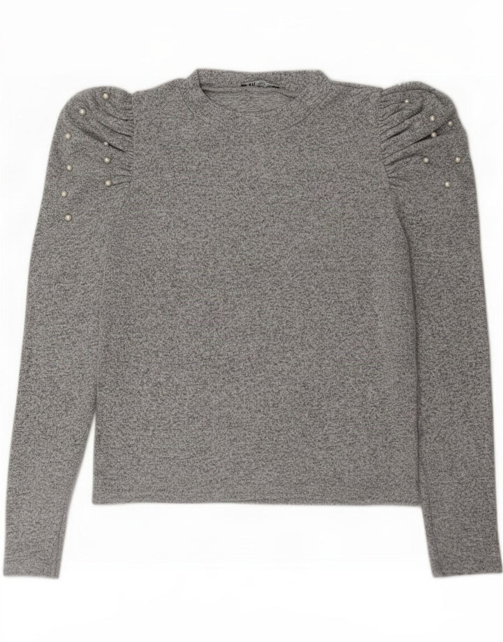 Zara γυναικείο τοπ μακρυμάνικο UK 16 Large Grey Flecked