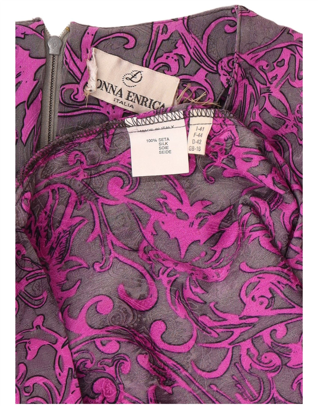 DONNA ENRICA Γυναικείο μακρυμάνικο φόρεμα Shift UK 16 Large Purple Paisley
