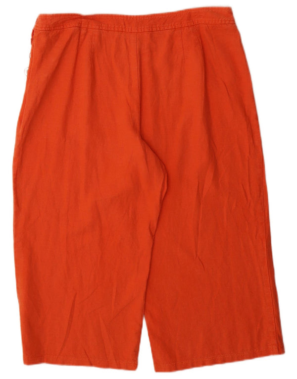 Marks & Spencer Γυναικείο Παντελόνι Capri UK 14 Large W32 L20 Πορτοκαλί Λευκό