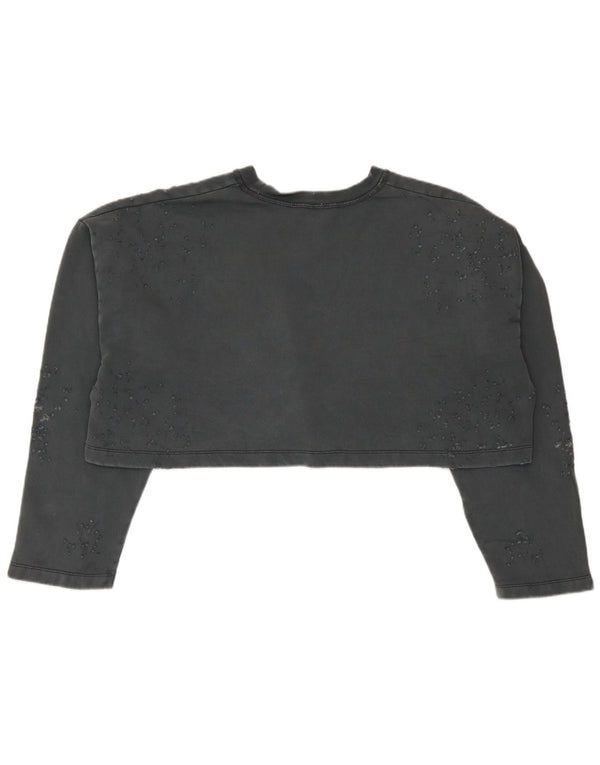 Zara Γυναικεία φούτερ υπερμεγέθης μπλούζας UK 10 Small γκρι βαμβακερό