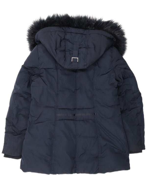 Monsoon γυναικείο μπουφάν με κουκούλα μεγάλου μεγέθους UK 14 Medium Navy Blue