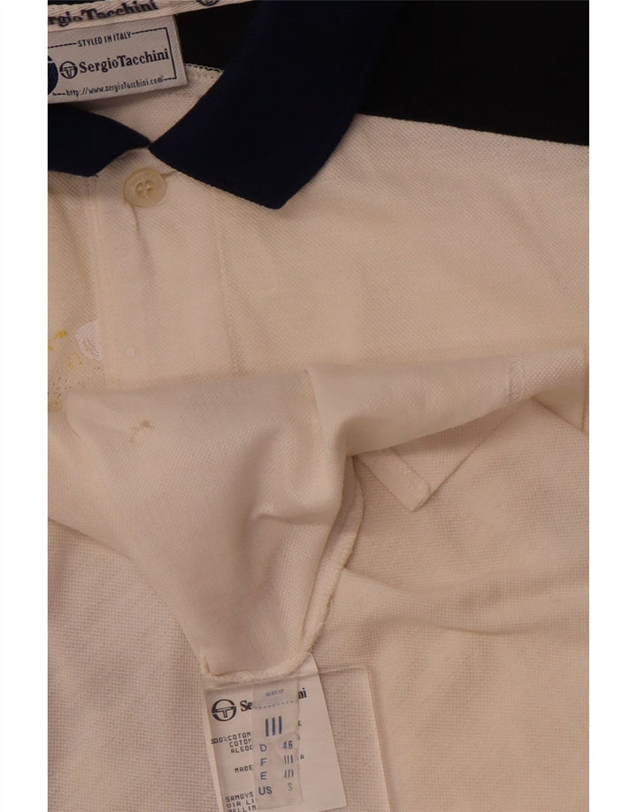 SERGIO TACCHINI Ανδρικό γραφικό μπλουζάκι πόλο μικρό λευκό βαμβακερό