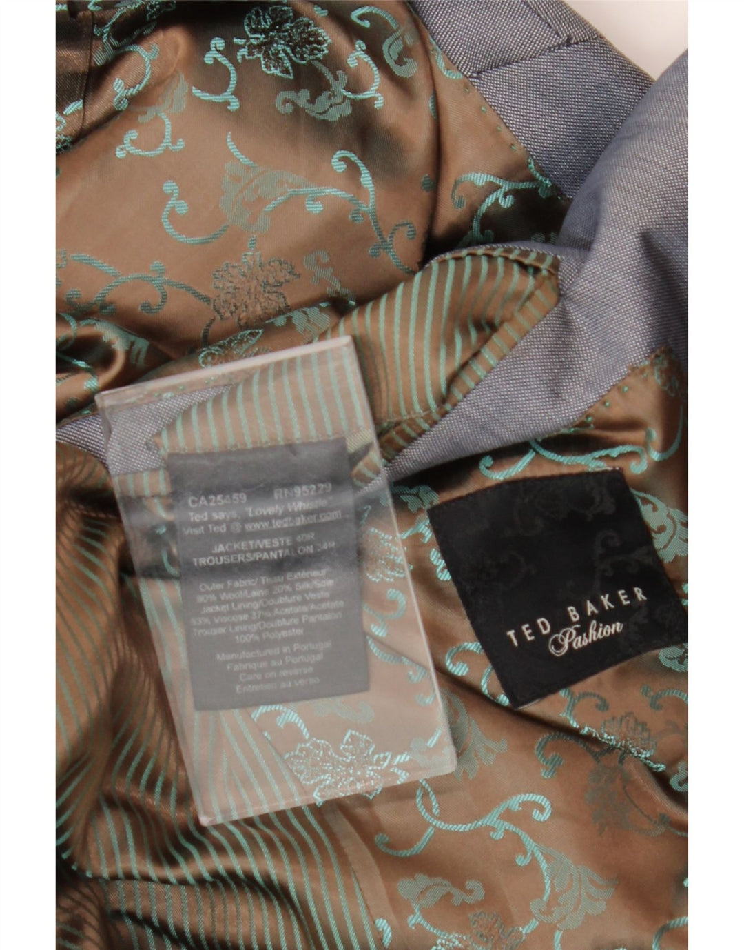 Ted Baker Ανδρικό σακάκι 1 κουμπιού UK 40 Large Blue Wool