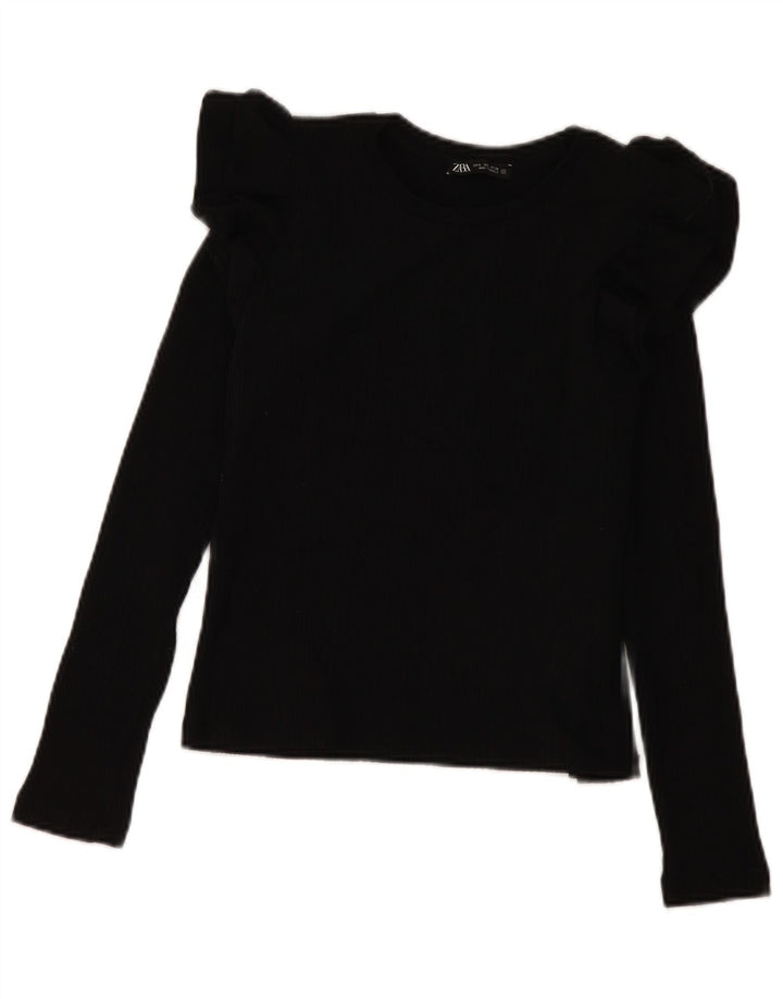 Zara Γυναικεία μακρυμάνικη μπλούζα τοπ UK 10 Small Black
