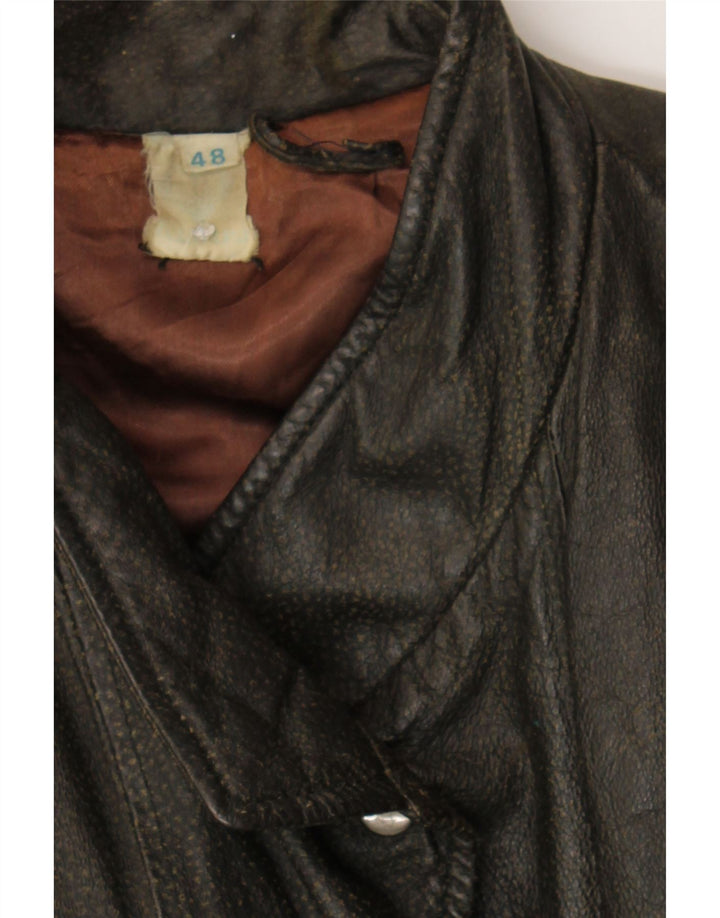 VINTAGE Womens Leather Jacket IT 48 XL Black Vintage Vintage and Second-Hand Vintage from Messina Hembry 