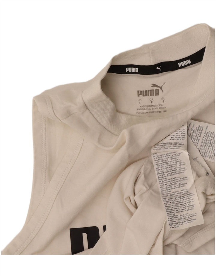 PUMA Womens Graphic Vest Top UK 8 Small White Cotton