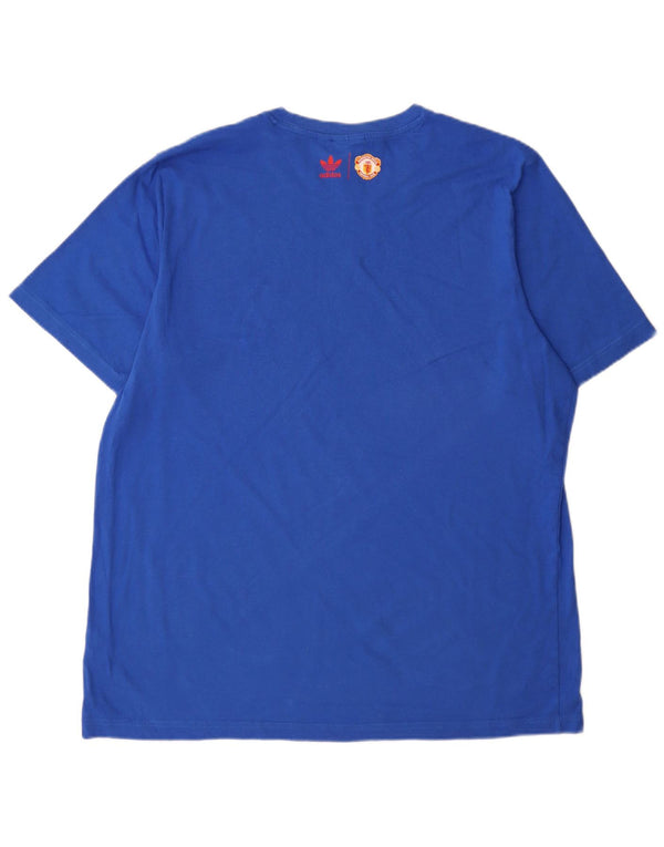 Γραφικό T-Shirt Adidas Ανδρικό Μάντσεστερ Γιουνάιτεντ Τοπ XL Μπλε βαμβακερό