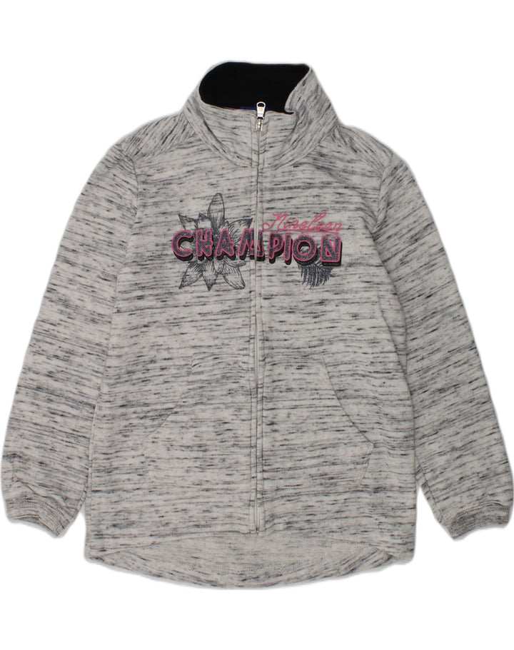 CHAMPION Girls Graphic Tracksuit Top Jacket 5-6 Years XS Grey Flecked | Vintage Champion | Thrift | Second-Hand Champion | Used Clothing | Messina Hembry 