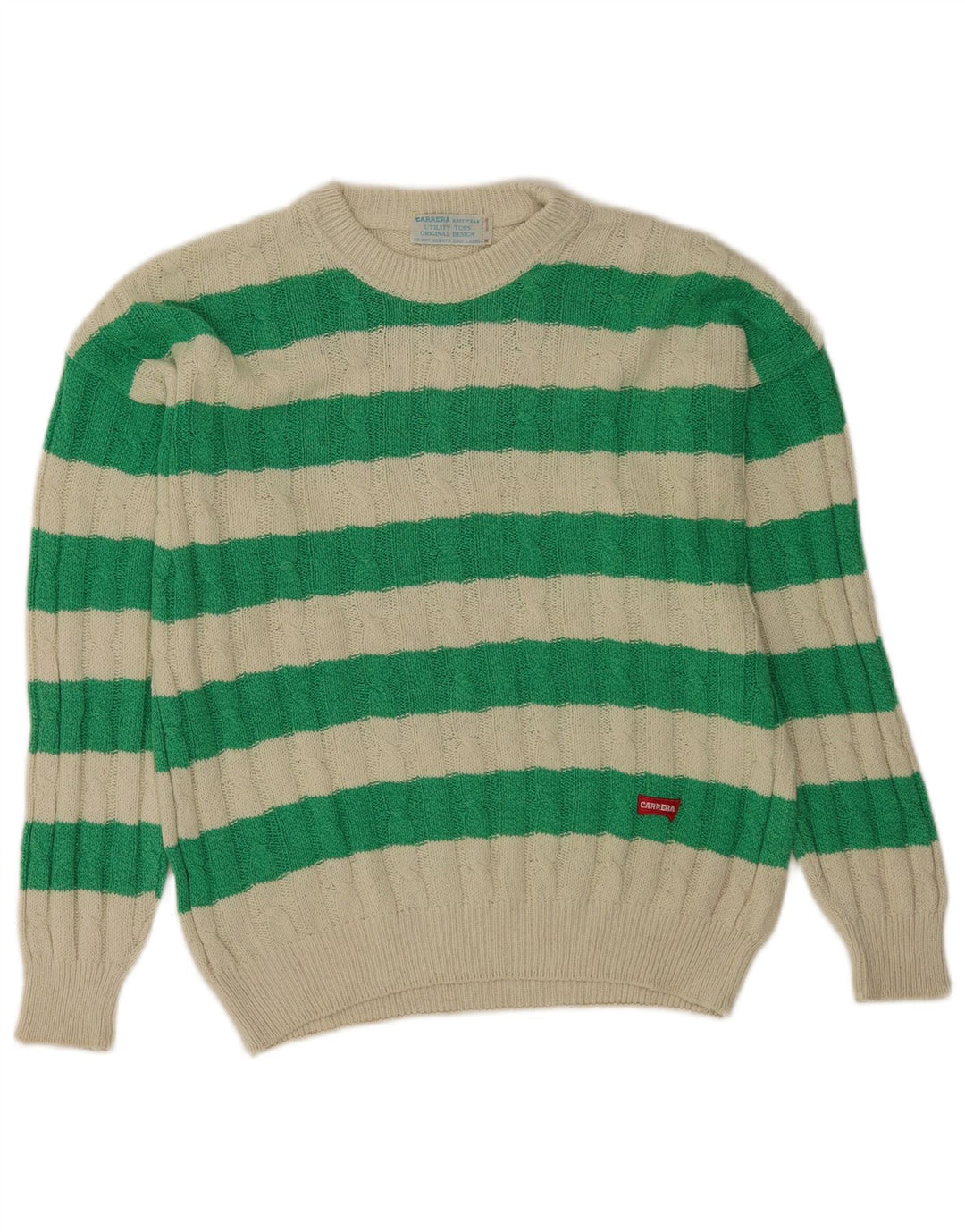Ανδρικό πουλόβερ Carrera Crew Neck, Βαμβακερό μεσαίο πράσινο ριγέ