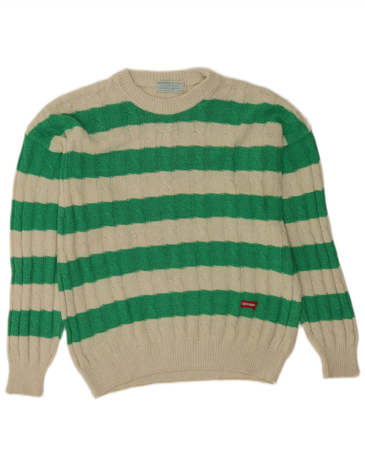 Ανδρικό πουλόβερ Carrera Crew Neck, Βαμβακερό μεσαίο πράσινο ριγέ