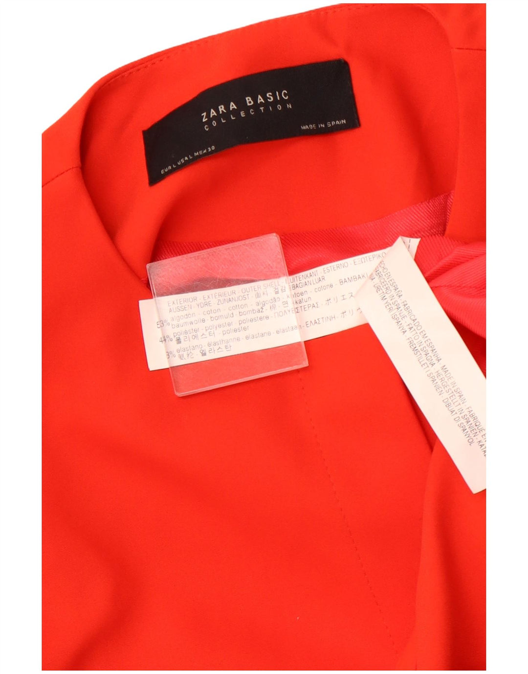 ZARA Γυναικείο μπουφάν 3/4 μανίκι ανοιχτό μπλέιζερ UK 14 μεγάλο πορτοκαλί βαμβακερό