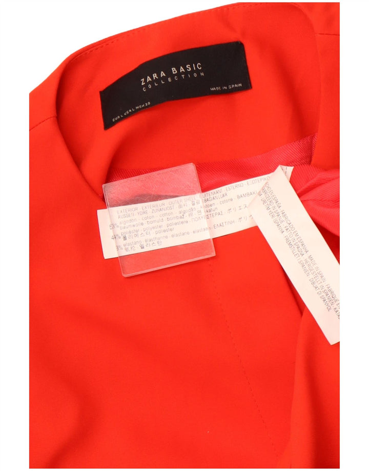 ZARA Γυναικείο μπουφάν 3/4 μανίκι ανοιχτό μπλέιζερ UK 14 μεγάλο πορτοκαλί βαμβακερό