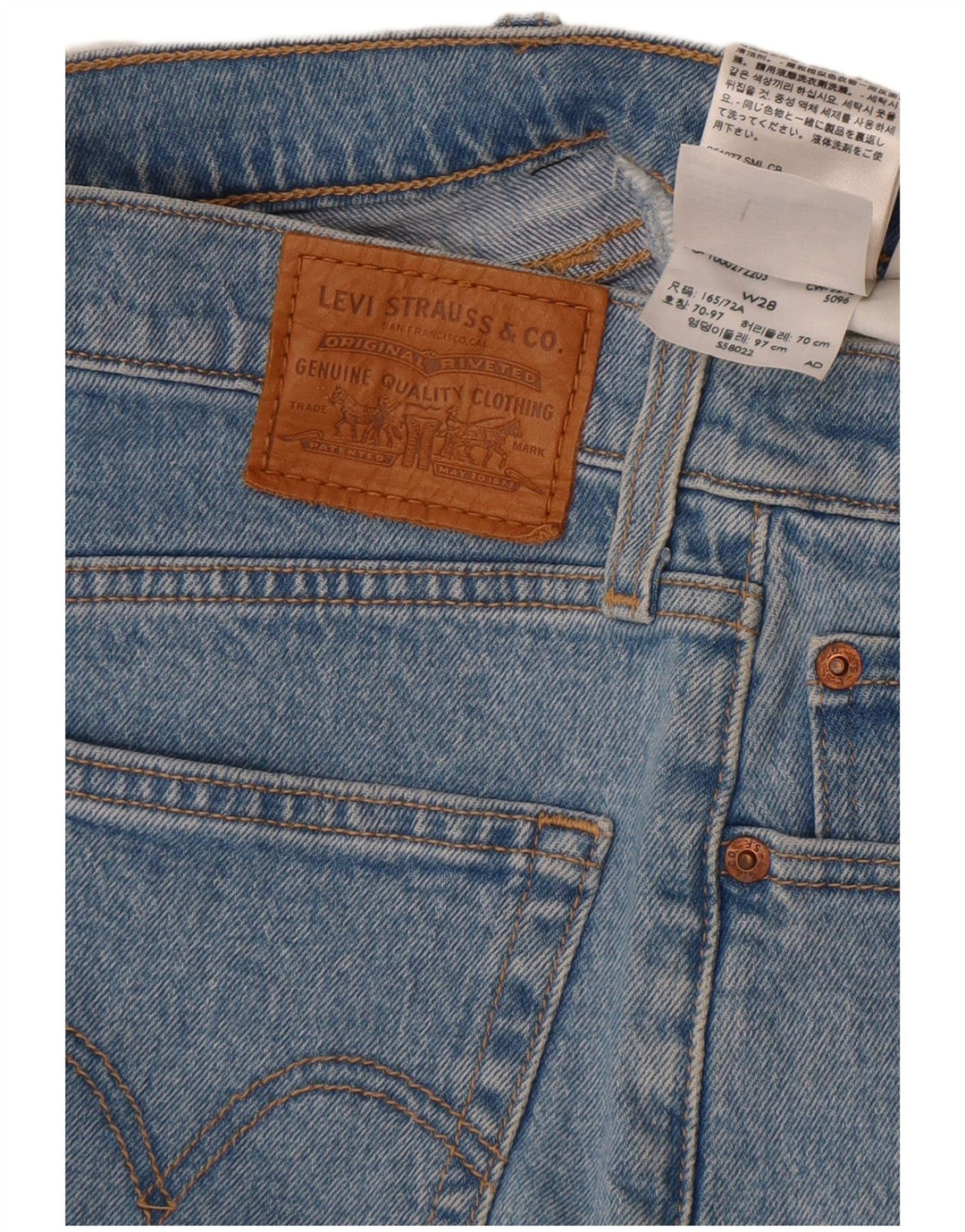 Γυναικείο τζιν σορτς Levi's W28, μεσαίο μπλε βαμβακερό