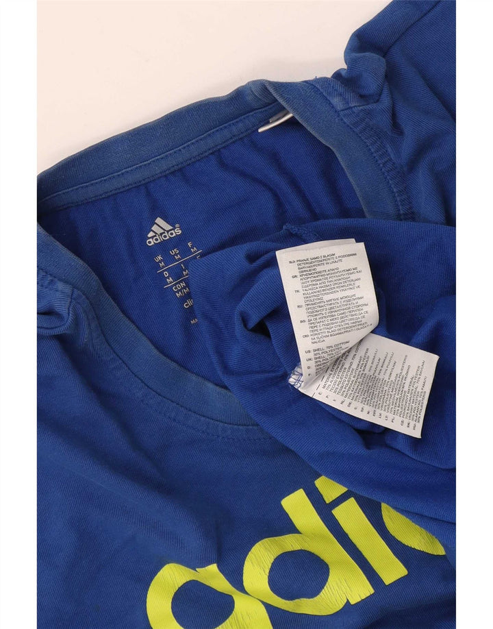 Adidas Ανδρικό γραφικό T-Shirt Climalite Top από μεσαίο μπλε βαμβακερό