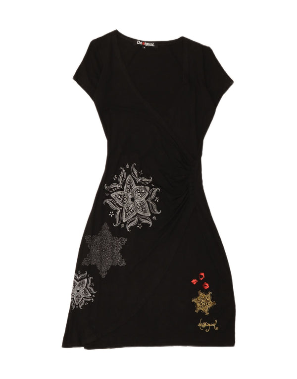 Desigual Γυναικείο φόρεμα A-Line UK 12 Medium Black Paisley Viscose