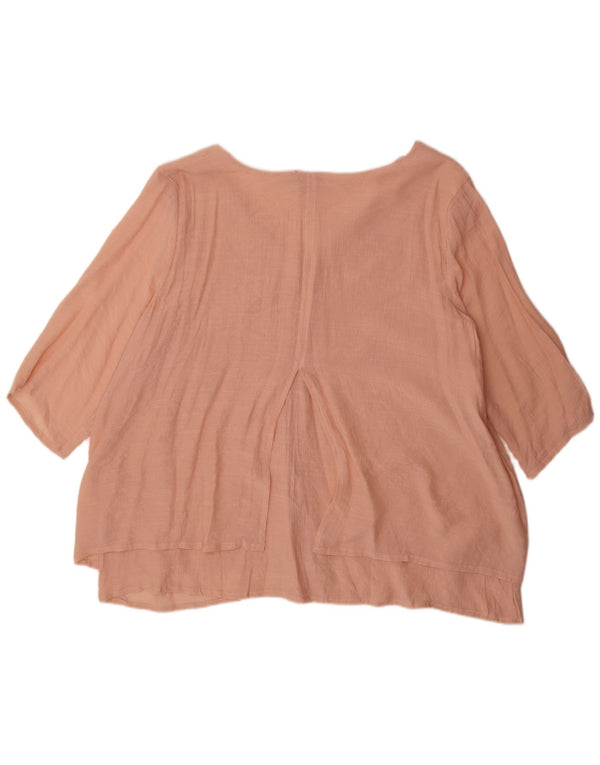 Marks & Spencer Γυναικείο αυτόγραφο τοπ 3/4 μανίκι UK 18 XL ροζ βισκόζη