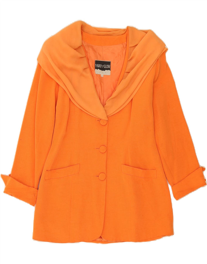 VINTAGE Womens 3 Button Blazer Jacket IT 42 Medium Orange Viscose Vintage Vintage and Second-Hand Vintage from Messina Hembry 