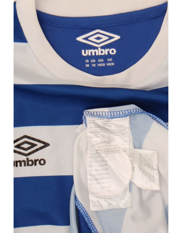 T-Shirt Umbro Boys Top 9-10 ετών Μεσαίο μπλε ριγέ πολυεστέρα