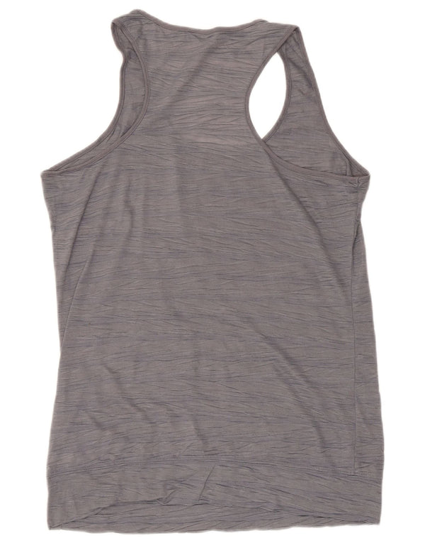 CALVIN KLEIN Womens Vest Top UK 14 Large Grey Striped Polyester