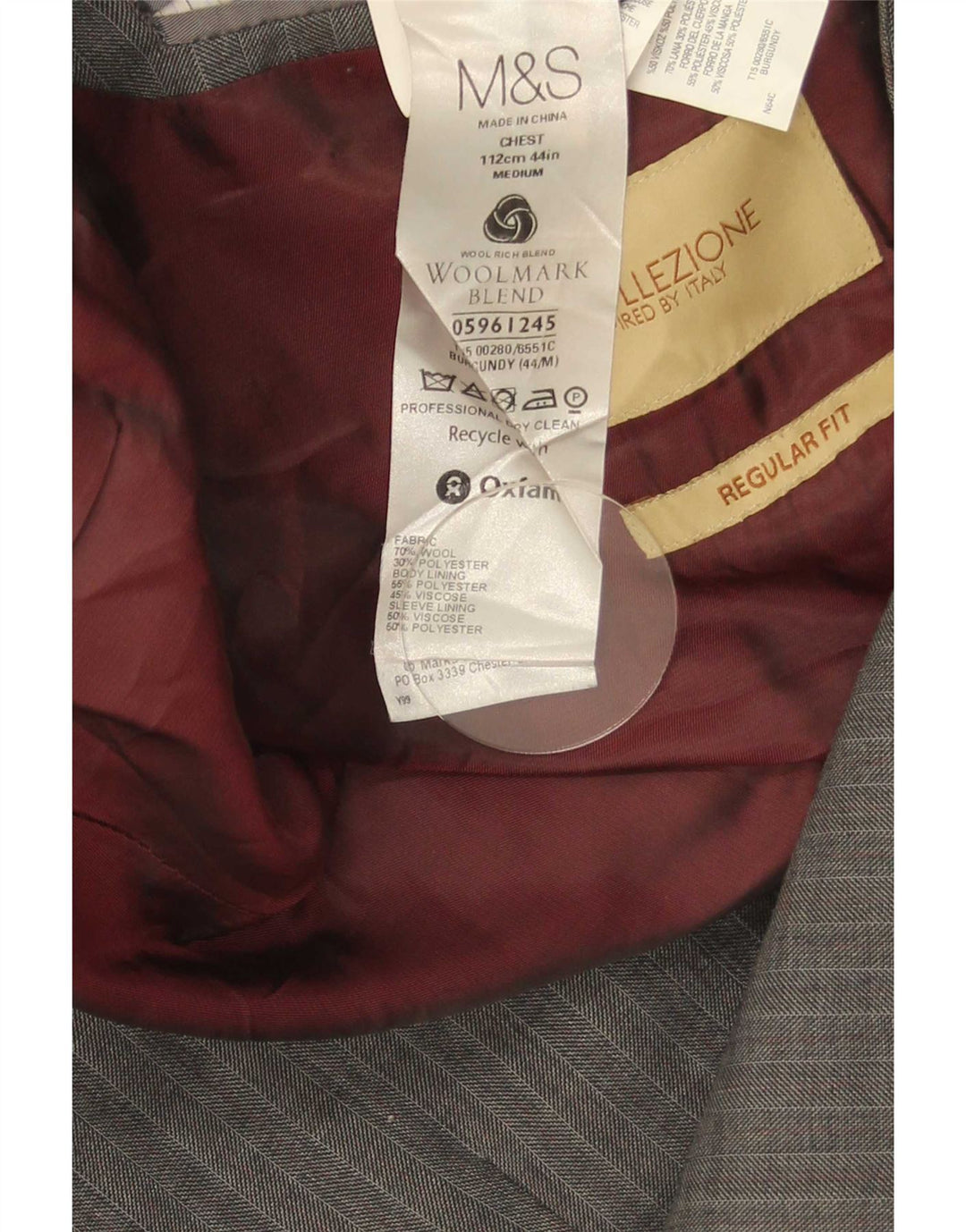 Marks & Spencer Ανδρικό μπουφάν blazer UK 44 XL Γκρι μαλλί ψαροκόκαλο