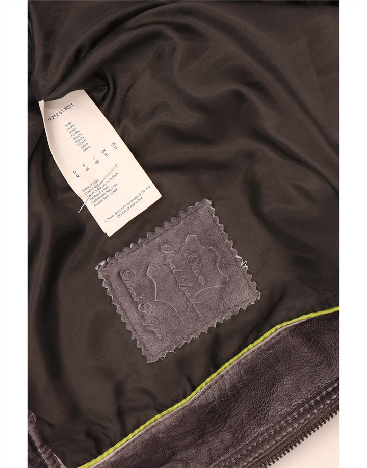 S.Oliver Γυναικείο Biker Leather Jacket UK 16 Large Purple Leather