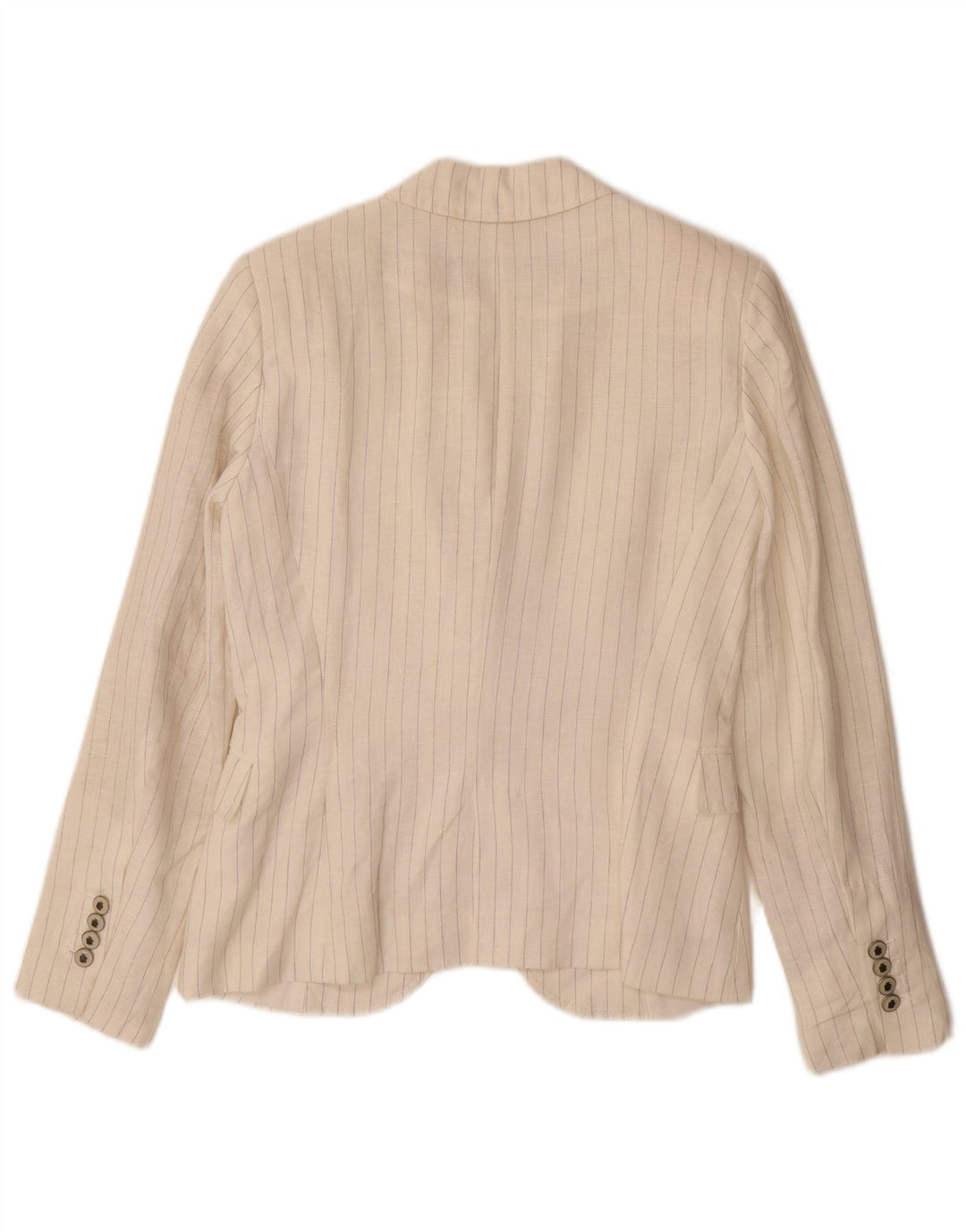 ZARA Γυναικείο σακάκι σακάκι με 1 κουμπί UK 10 Small Off White ριγέ λινό