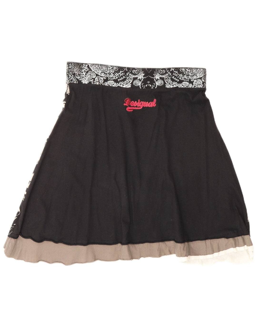 Desigual Γυναικεία Γραφική Φούστα A-Line Medium W30 Μαύρη γεωμετρική