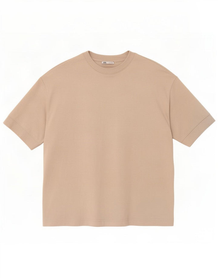 Ανδρικό T-Shirt Zara Τοπ μεσαίο μπεζ βαμβακερό