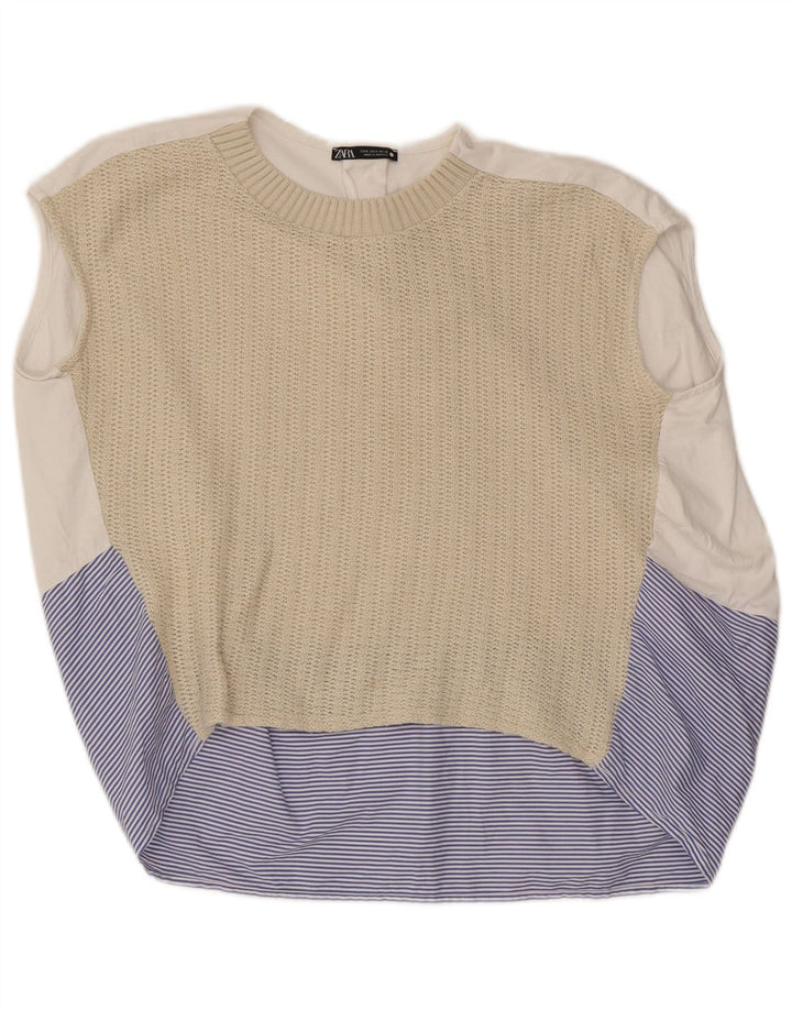 Zara Γυναικεία Αμάνικη Μπλούζα Τοπ UK 10 Small πολύχρωμα Colourblock