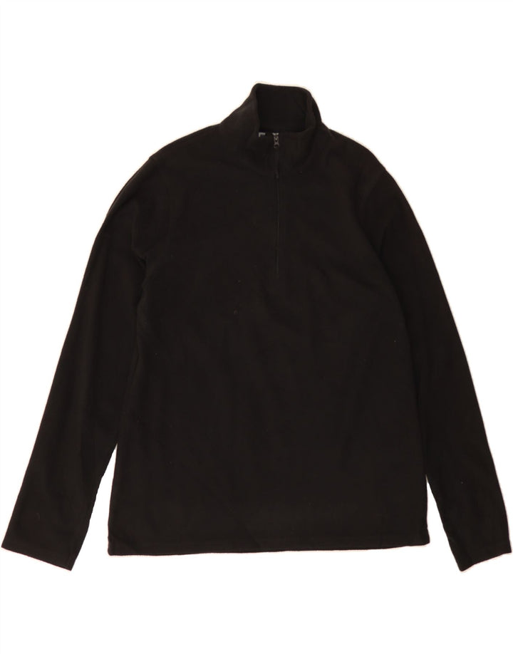 MOUNTAIN WAREHOUSE Mens Zip Neck Fleece Jumper Large Black Polyester Vintage Mountain Warehouse and Second-Hand Mountain Warehouse from Messina Hembry 