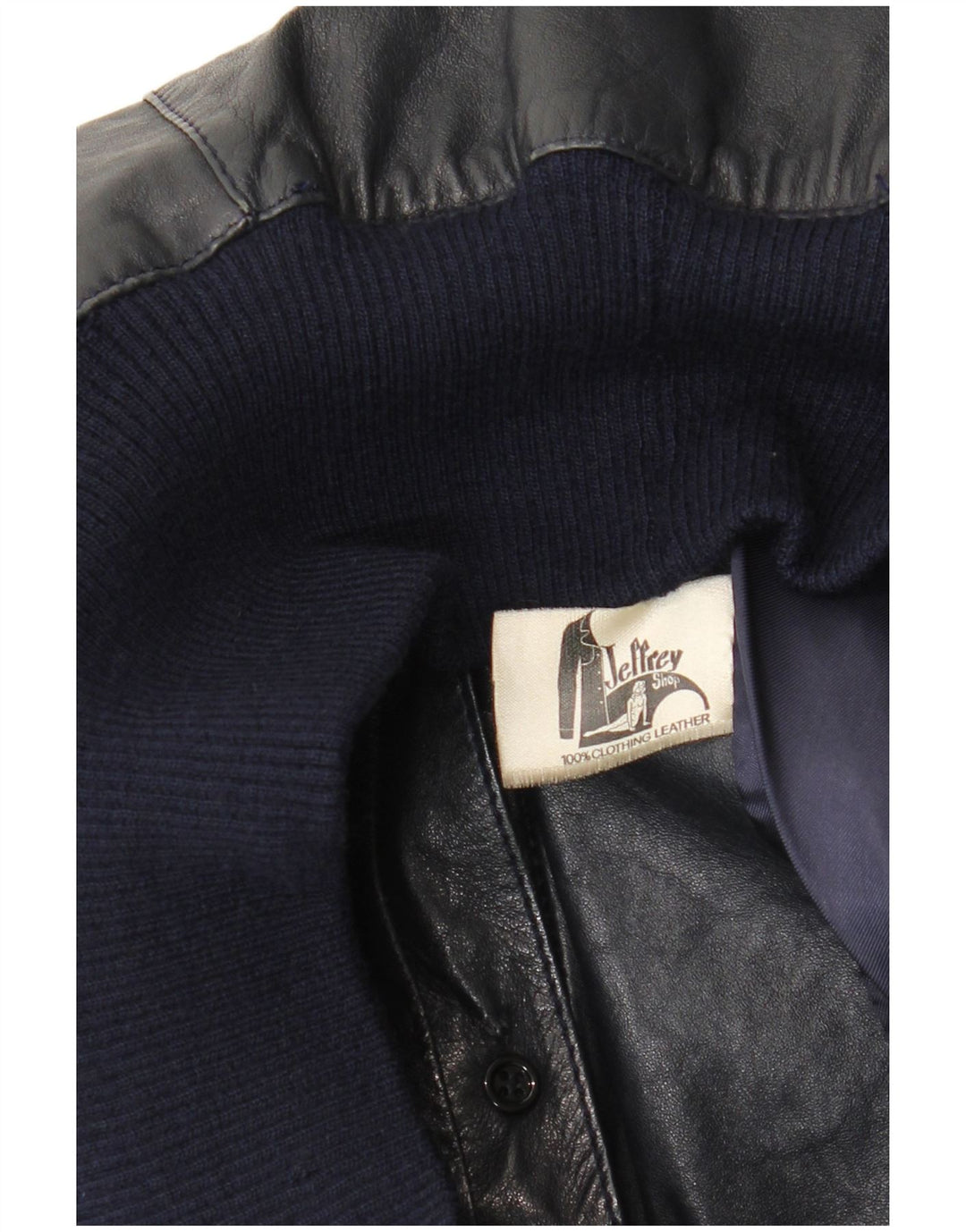 Vintage Γυναικείο Bomber Δερμάτινο Μπουφάν UK 14 Medium Navy Blue Leather