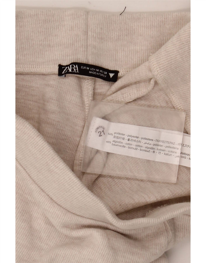 Zara γυναικεία αθλητική φόρμα παντελόνι UK 12 μεσαίο μπεζ με λυγισμένο πολυεστέρα