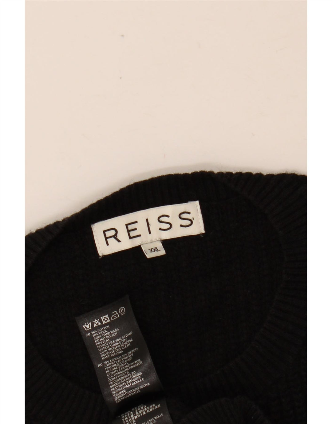 Γυναικείο πουλόβερ REISS Crew Neck Jumper UK 20 2XL μαύρο βαμβακερό