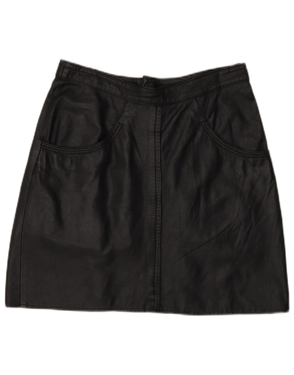 Vintage Γυναικεία Μίνι Δερμάτινη Φούστα IT 44 Medium W28 Μαύρη