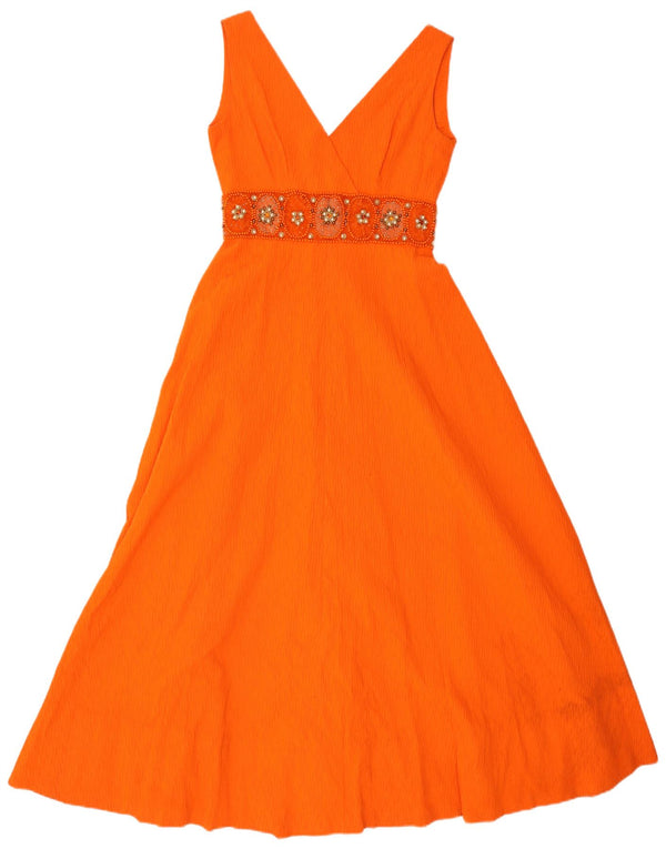 Vintage γυναικείο αμάνικο φόρεμα A-Line UK 10 Small Orange