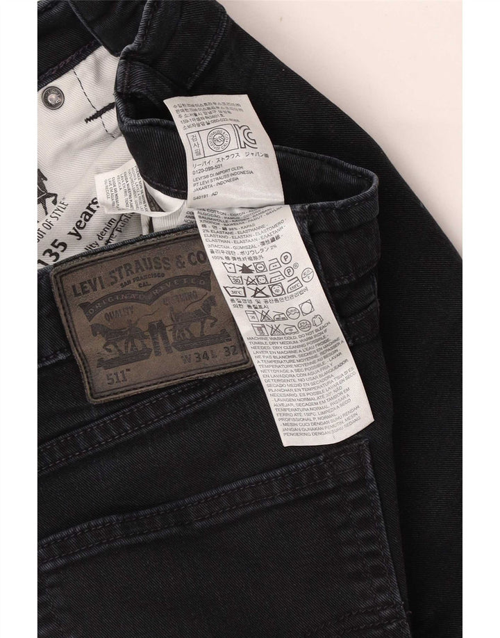 Levi's Mens 511 Slim Jeans W34 L32 Μαύρο βαμβακερό