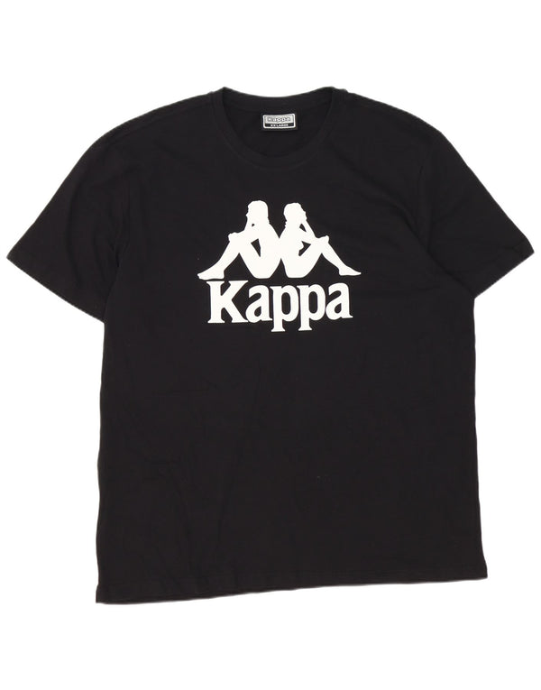 KAPPA Mens Graphic T-Shirt Top 2XL Black Cotton