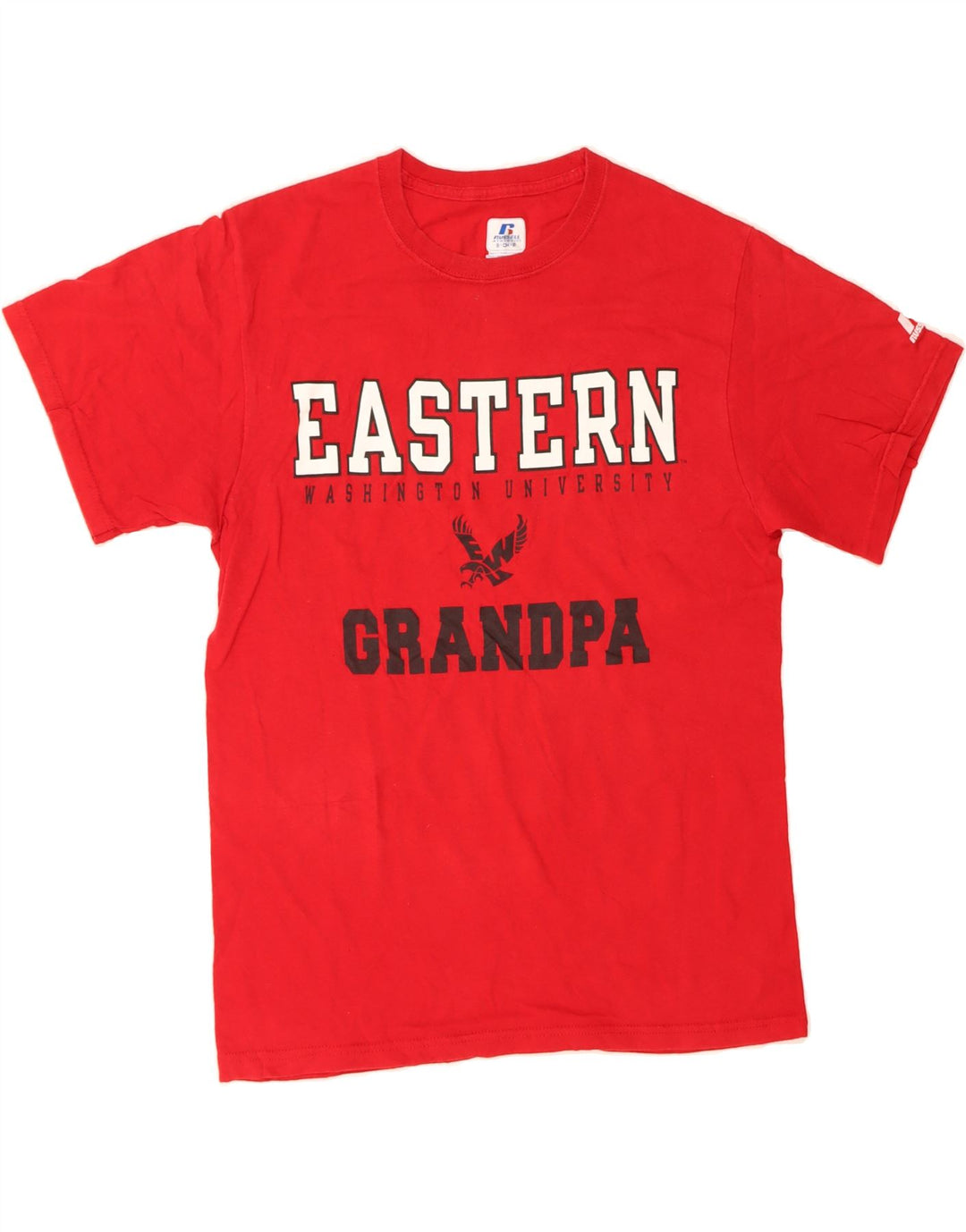RUSSELL ATHLETIC Mens Graphic T-Shirt Top Small Red Cotton Vintage Russell Athletic and Second-Hand Russell Athletic from Messina Hembry 