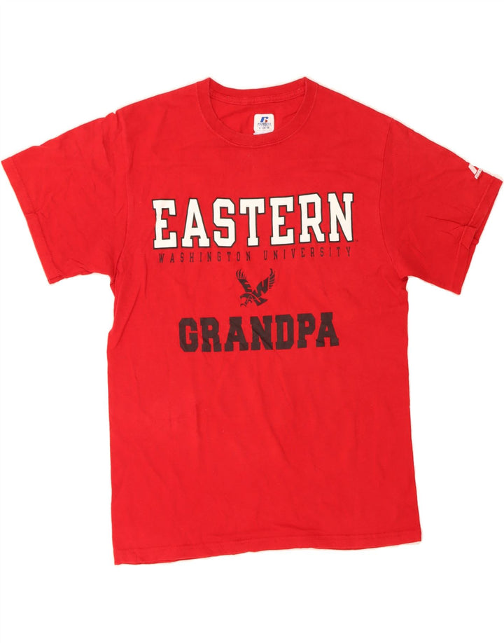 RUSSELL ATHLETIC Mens Graphic T-Shirt Top Small Red Cotton Vintage Russell Athletic and Second-Hand Russell Athletic from Messina Hembry 