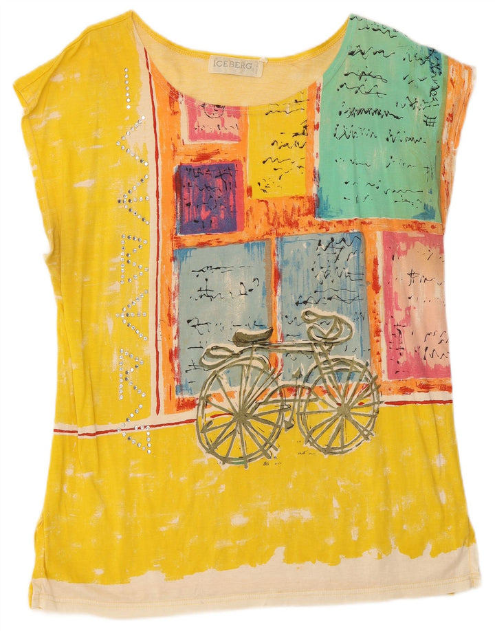 Iceberg Γυναικείο Γραφικό T-Shirt Top IT 44 Medium Yellow